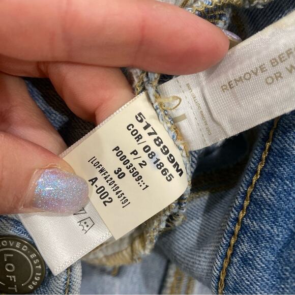 Loft Light Wash Raw Hem Skinny Jeans Size 30 High Rise Stretch Denim Pants - Picture 8 of 8